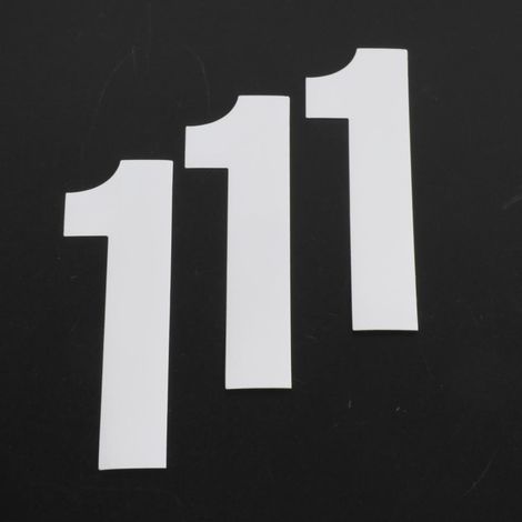 Autocollants lot stickers numéro course chiffre un 1 blanc