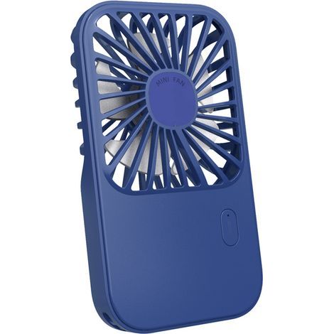 Mini ventilateur portable à main, petit ventilateur personnel rechargeable avec support pliable et cordon, 3 vitesses (bleu)-AquaForge (1/5)