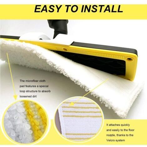 3 PCS Set Suceur de Sol pour Kärcher SC2, SC3, SC4, SC5 Nettoyeur Vapeur, Accessoires de remplacement pour Kärcher Easyfix Nettoyeur Vapeur, 1 Buse de Sol et 2 Serpillère en Microfibres