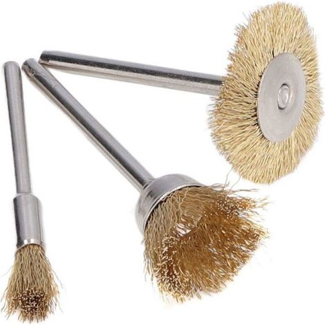 Roues En Fil De Laiton - 15 Pièces - Pour Outils Rotatifs - Brosses T Bol Stylo - Diamètre Tige 3 mm - Pour Meulage Nettoyage Métal (1/5)