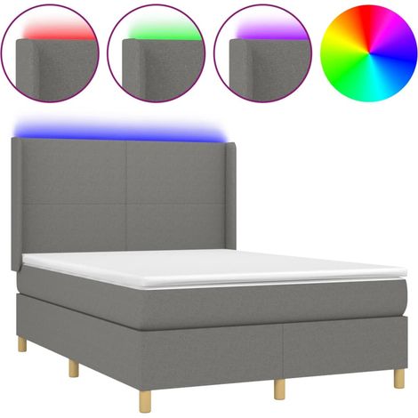Maison Exclusive - Letto a Molle Materasso e LED Grigio Scuro 140x200cm in Tessuto