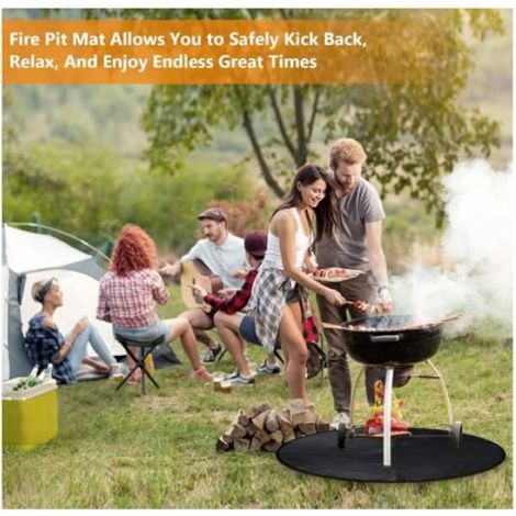 Tapis Anti Feu Rond 3 Couches en Fibre Verre Résistant au Feu 39 Pouces Tapis de Protection de Sol Ignifuge Résistant pour Barbecue (1/5)