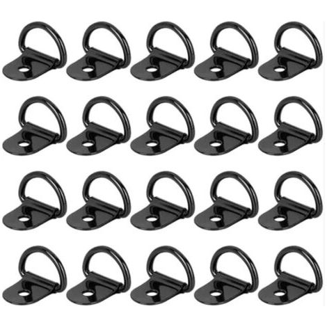 20 Pièces Anneaux D'Arrimage à Anneau en D, Traction Anneaux Arrimage, Anneau d'Arrimage, pour Remorques, Voitures, Camions, Kayaks, Outils Électriques, Arrimage de Charge 36x25mm Noir (1/4)