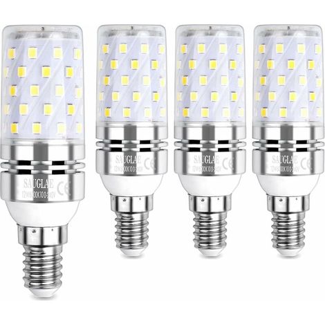 Lampadina LED a forma di mais da 12 W, lampadine a incandescenza equivalenti a 100 W, E14, bianco freddo 6000 K, 1200 lm, confezione da 4 (1/4)