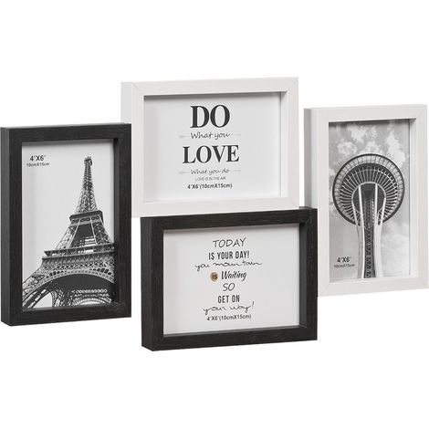 Corniche Porte-photo Multiple Mosaïque Bois MDF - 4 Photos 10x15 Cm