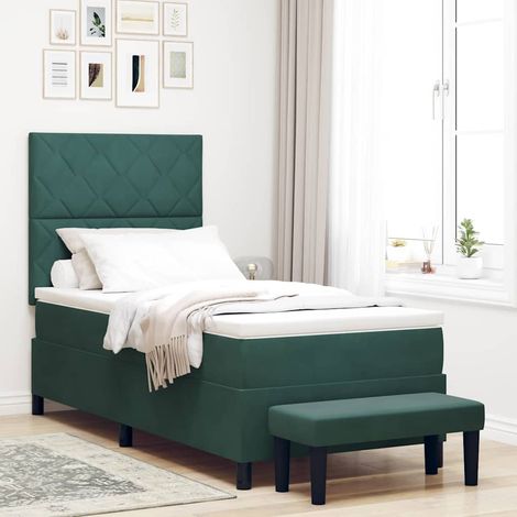 Letto a molle con testiera Verde Scuro 200 x 100 cm Velluto vidaXL (1/5)