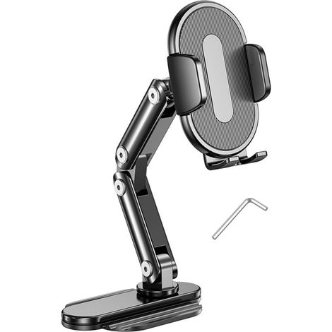 Support adhésif rotatif à 360° en alliage d'aluminium pour téléphone de voiture de 10,2 à 17,8 cm (1/5)