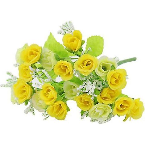bouquet de 21 roses artificielles pour décoration de mariage, fête, maison ou salonjaune (1/5)