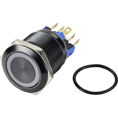 TRU COMPONENTS TC-9428220 GQ22-11ZE/B/12V/A Pulsante 250 V/AC 3 A 1 x Off / On Permanente Blu IP65 1 pz. (1/2)