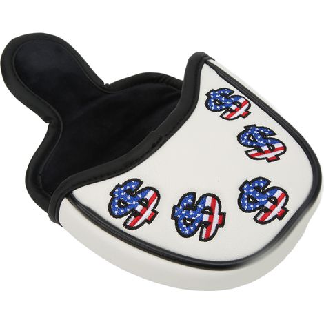 Protège-têtes de putter de golf en cuir PU imperméable avec fermeture magnétique, blanc (1/5)