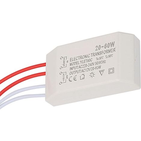 Transformateur électronique pour sonnette de porte 220 V vers AC 12 V Transformateur électronique 20-60 W de rechange Driver Convient pour ampoule halogène G4(Spécialement conçu (1/5)