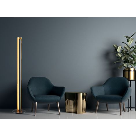 LED Design Stehlampe TEXEL schmal stufenweise dimmbar Schwarz / Gold, H: 142,5cm (1/5)