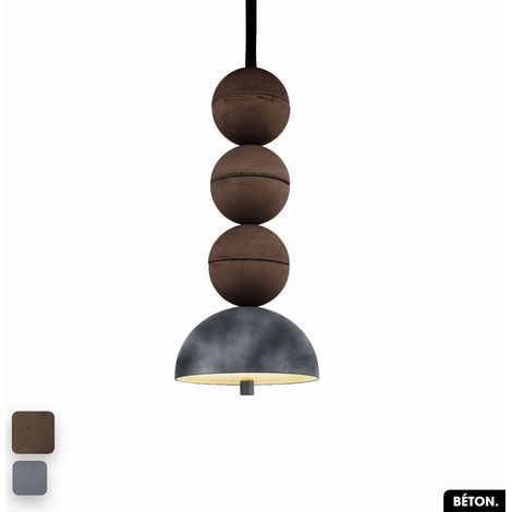 Lampe de suspension en béton velours - BOSFOR CONCRETE VELVET CHOCOLAT - GRIS 3 BALLES LED 14W (1/2)