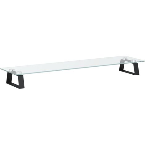 Supporto per monitor tavolo scrivania mobile 80 x 20 x 8 cm vetro temperato e metallo nero 020044902