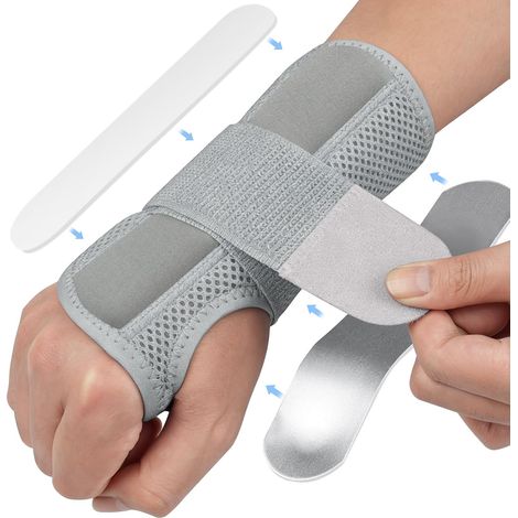 Support de poignet, attelle de poignet avec rail métallique, sangle de poignet, flexible et léger, stabilisateur de canal carpien réglable pour l'entraînement musculaire, barre d'appui pour hommes et (1/5)