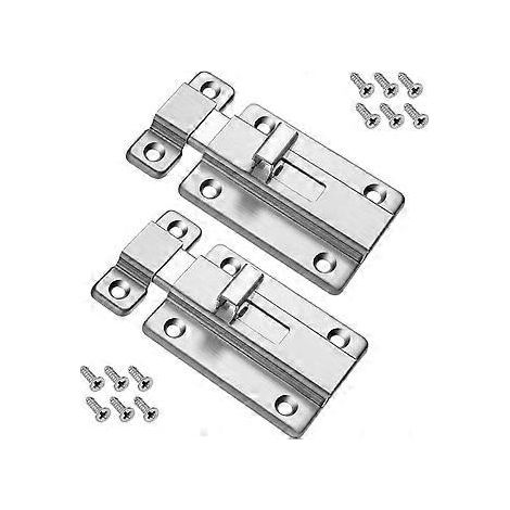 Türriegel, 2 Stück Edelstahl-Türriegel, Sicherheitsriegel mit 12 Schrauben für glatte Türen, Schlafzimmer, Badezimmer, Toilette