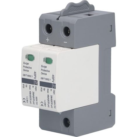 Dispositif de Protection Contre Les surtensions 20KA‑40KA, parasurtenseur Domestique 500 V DC 2P, parafoudre photovoltaïque adapté aux immeubles résidentiels et de Bureaux (1/5)