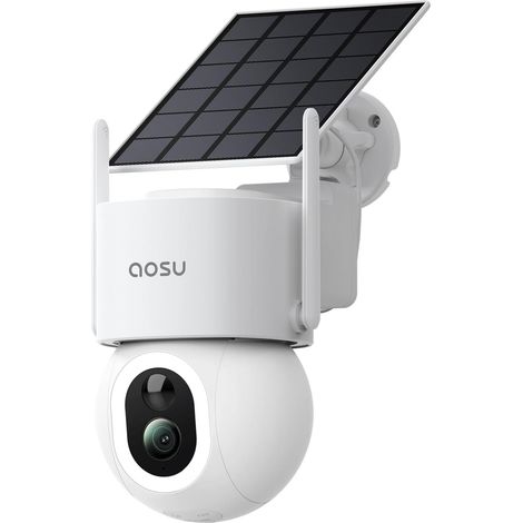 Caméra Surveillance WiFi Extérieure sans Fil, Camera Exterieur Solaire 360° PTZ, Suivi Automatique, Détection PIR, Vision Nocturne Couleur, Stockage Local, Alarme Sonore (1/5)