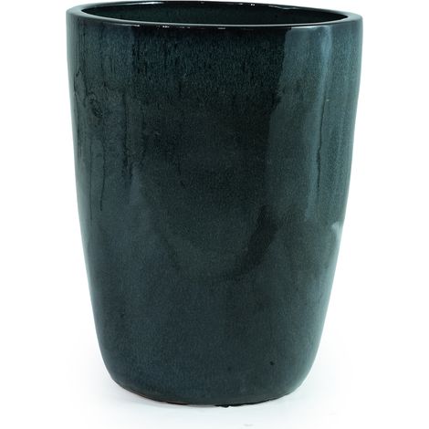 Grand pot de fleurs en céramiquediamètre38,5 x H49,5 cm vert mousse, design moderne FloraGrace (1/5)