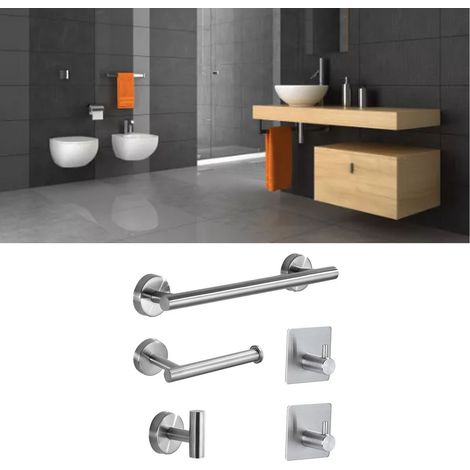 5-teiliges Badezimmer-Accessoire-Set, Edelstahl 304, Toilettenpapierhalter, Handtuchstange, Einzelhandtuchhalter-Set, Badezimmeraccessoires, silber. (1/5)