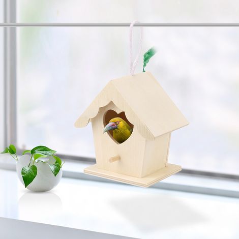 Herzförmiges hängendes Vogelhaus aus Holz, Gartenvogelfutterhaus, dekoratives Vogelhaus für den Außenbereich mit Haken (1/5)