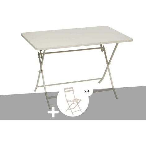 Table de jardin rectangle Greensboro 110 x 70 cm Argile avec 4 chaises - Hespéride (1/5)
