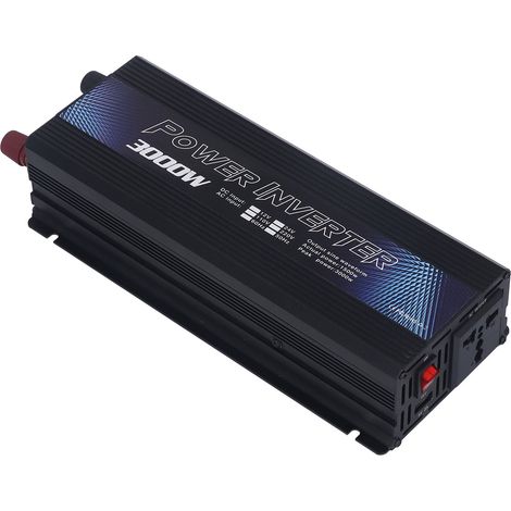 Convertisseur de puissance pour voiture à onde sinusoïdale avec port USB et ventilateur de refroidissement, 3000 W CC 12 V vers CA, noir, 220 V 50 Hz (1/5)