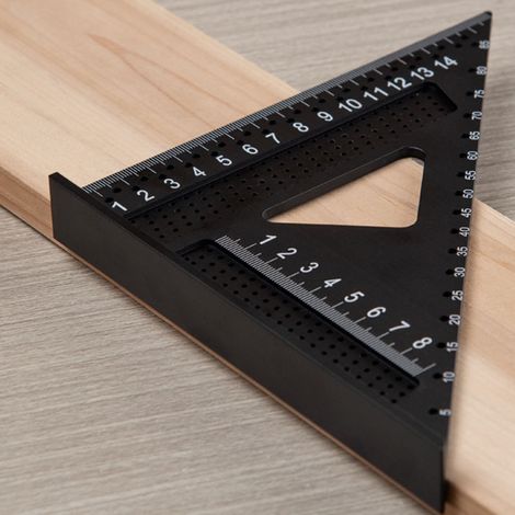Équerre triangulaire de 18 cm (7 pouces) à plusieurs trous, angle de 90°, pour charpentier et construction, en alliage d'aluminium. (1/5)