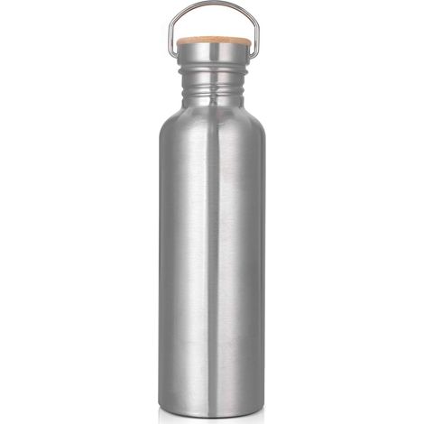 botella de agua de acero inoxidable, 1 litro, pared simple, a prueba de fugas, para deportes, viajes, escuela. (1/5)