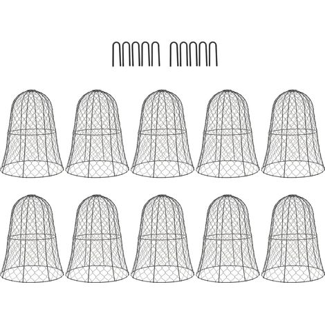 Cloche en fil de poulet de jardin noir, 10 paquets, couverture de protection épaisse pour plantes de Construction (1/5)