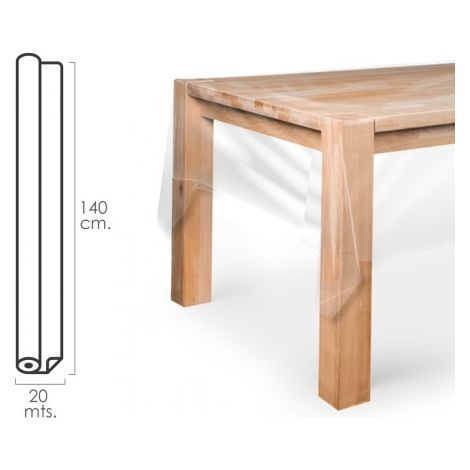 Mantel Hule Rollo 140 cm. x 20 metros. Transparente (1/4)
