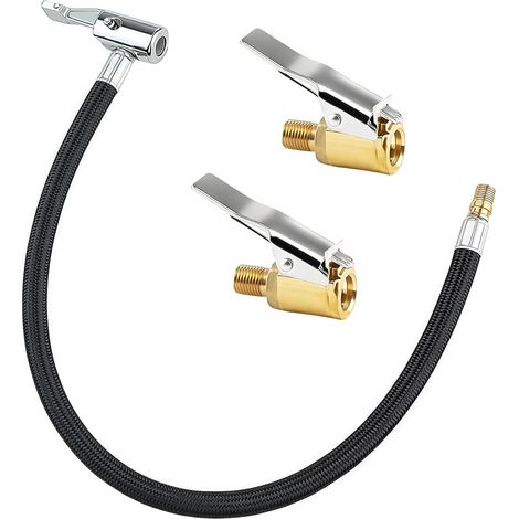 Adaptador de válvula de neumático de coche de 2 piezas de 8 mm, boquilla de extensión de inflado de neumáticos de 35 cm con adaptador de inflado, manguera de extensión para bomba de coche, motocicleta (1/5)