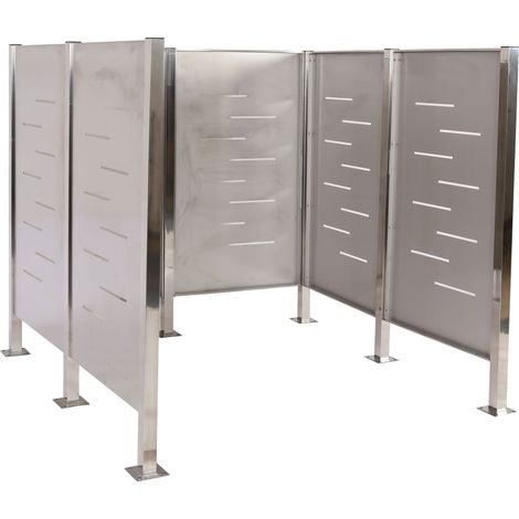 Recinzione fendivista bidoni box spazzatura rifiuti HHG-479 151x165x165cm acciaio inox