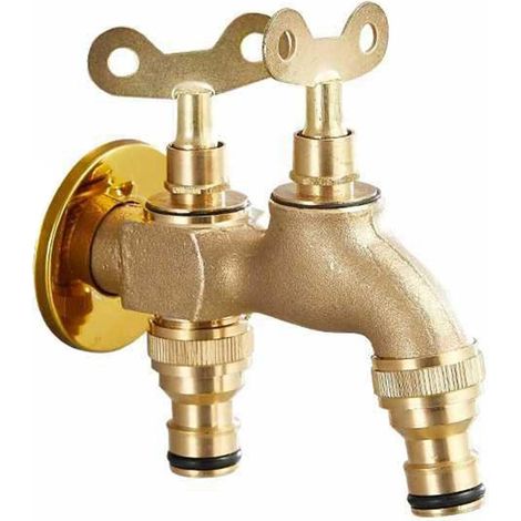 Robinet Extérieur Avec Serrure Robinet Exterieur Jardin Double Sortie Robinet de Jardin Antigel Applique Robinet Exterieur (1/5)