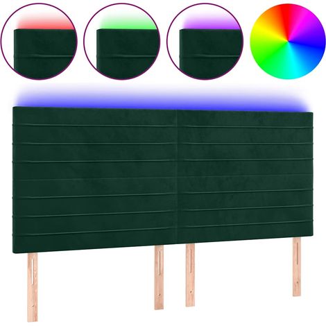 Maison Exclusive - Testiera a LED Verde Scuro 200x5x118/128 cm in Velluto