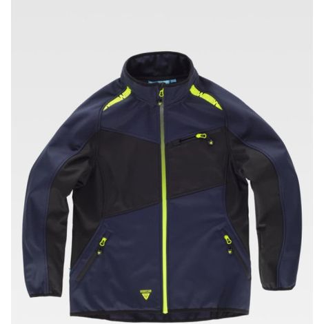 Chaqueta Workshell de mujer combinada WORKTEAM WF3045 M Azul marino / Amarillo flúor (1/2)
