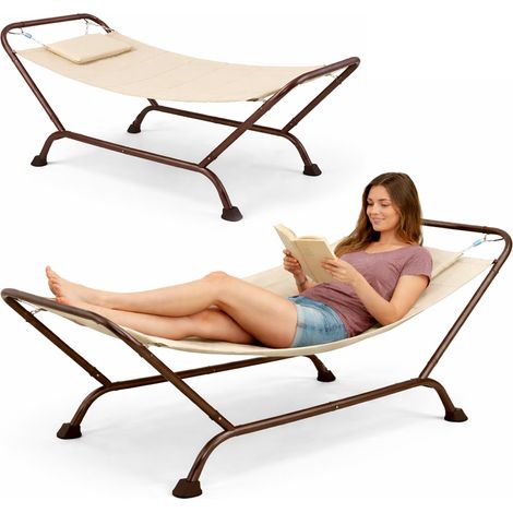 Amaca con Cuscino Beige Struttura Resistente Antiscivolo e Seduta Ergonomica