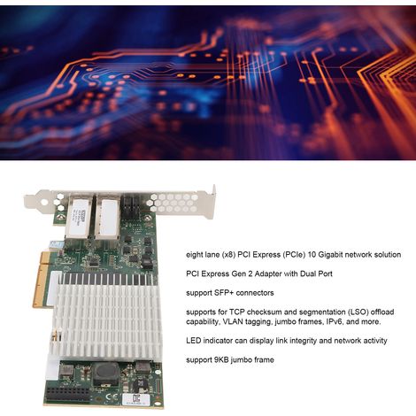 Carte réseau PCIe 10 Gb/s, 2 ports SFP, PCI Express x8, Plug and Play, avec indicateur LED, pour serveurs ProLiant DL360e et DL360p. (1/5)