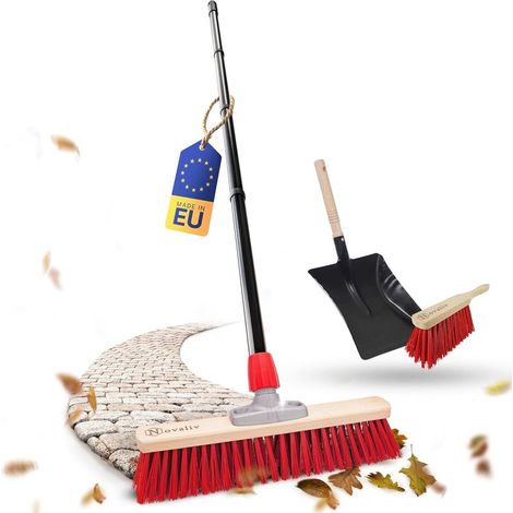 Balai de rue avec manche 50 cm Poils en élastomère comprenant un ensemble de balayage galvanisé avec lèvre en caoutchouc composé d'une pelle