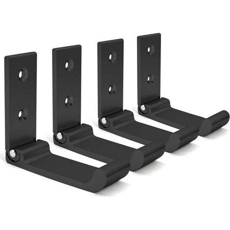 Foldable Wall Hooks, 4 Pieces Wall Headphone Holder, Invisible Coat Hooks, Aluminum Wall Hook, with Screws, Coat Hook for Jacket Towel (Black) (1/4)