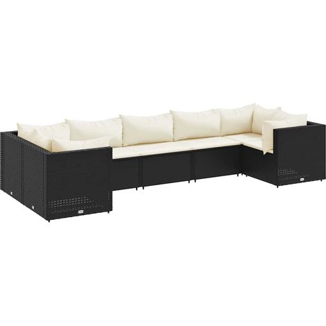 Maison Exclusive - 7-tlg. Garten-Lounge-Set mit Kissen Schwarz Po