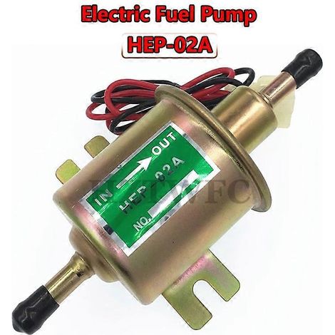 Pompe à carburant électrique 12 V HEP-02A 12 V en ligne basse pression universelle pour essence, diesel et gazole, compatible avec carburateur de voiture, moto et quad. (1/4)