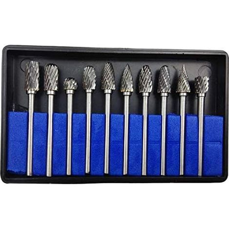 10pcs 3mmx6mm Fraises De Coupe Rotative Carbure Rotatifs Burr Dremel Outils Pour Travail Du Bois De Gravure, Perçage (1/5)
