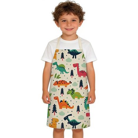 Kinderschürze mit Cartoon Motiv Dinosaurier Schürze Malschürze für Kinder zum Kochen und Malen in der Küche Empfohlen für Jungen und Mädchen mit (1/5)