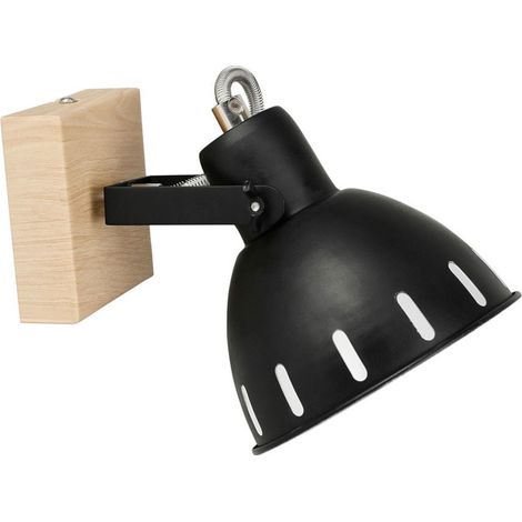 Spot patère orientable 1 abat-jour métal noir (1/5)