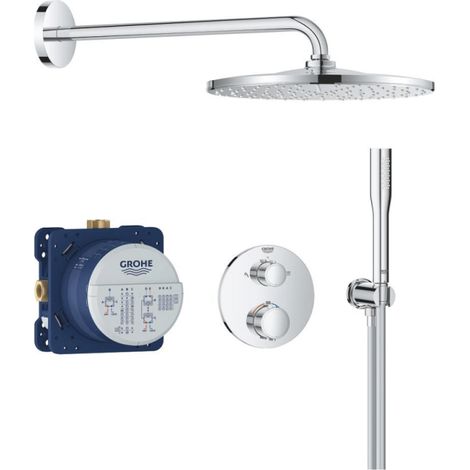 Set de ducha empotrado Precision con grifo termostático + ducha de techo + ducha de mano, cromo (G34880000) (1/5)