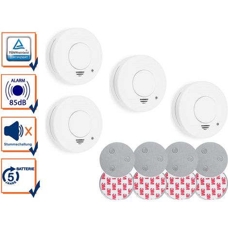 Rauchmelder 4er Set mit Magnetbefestigung, 85dB Sirene für sicheren Feueralarm (1/5)