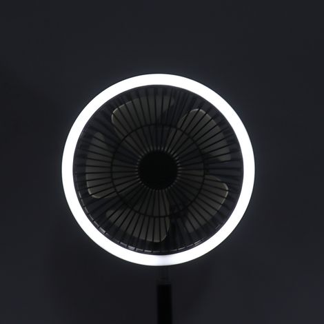 Tragbarer, per USB aufladbarer Standventilator, 10000 mAh, oszillierend und verstellbar, mit Stativ für Zuhause und Camping, weiß (1/5)