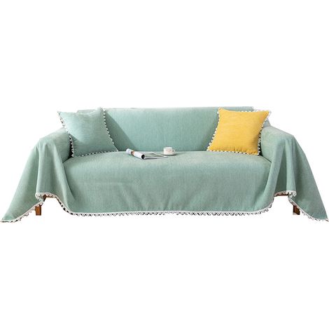 Housse de canapé en chenille et nylon, lavable en machine, polyvalente, pour toutes saisons, vert clair 180x300 cm (1/5)