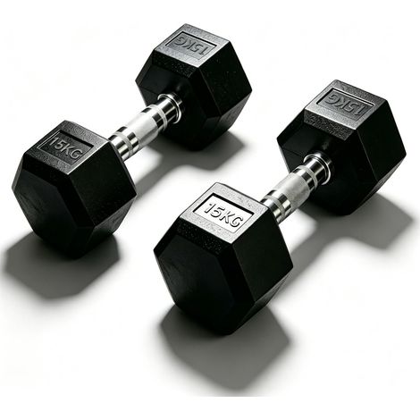 Mcc Direct Professional Grade Rubber Hex Dumbbells - Anti-Roll, Noise-Reducing, Ergonomic Knurled Grip for Home Gym & Studio Strength Training 30KG (1/5)